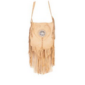 Women's Leather Full Flap Handbag w/ Concho & Fringe